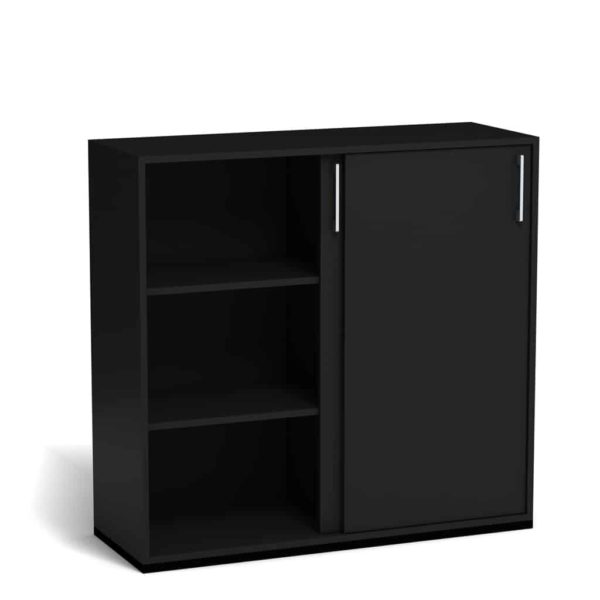 aktenschrank schiebetuerenschrank 3ordner vabo graphit offen