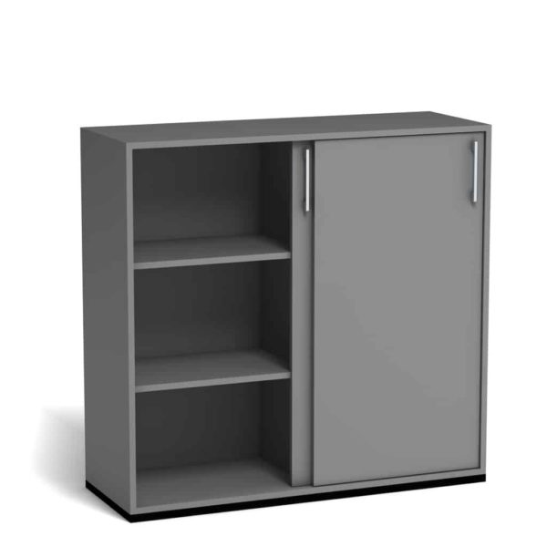 aktenschrank schiebetuerenschrank 3ordner vabo lichtgrau offen